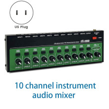 MX1002 10 Channels Stereo Headphone Amplifier Portable Ultra Low Noise Audio Amplifier Earphone Splitter US Plug