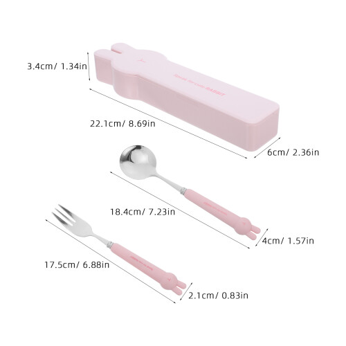 1Ensemble Couverts Enfant Rosé Réutilisables Avec Étui Portable 1
