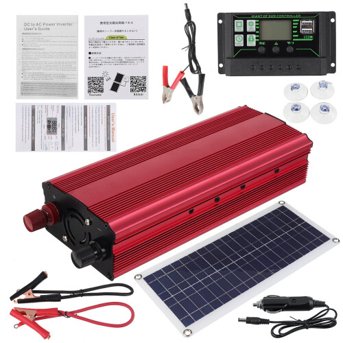 Solarstromsystem Wechselrichter-Kit 10A/30A/60A/100A Ladecontroller 2000 W Solarwechselrichter-Set 1