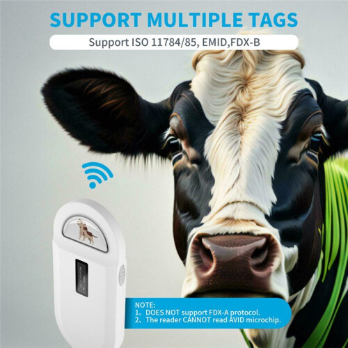 134.2KHz RFID Reader Pet Microchip Scanner Portable Animal Chip Reader for Animal ID Number Identification White