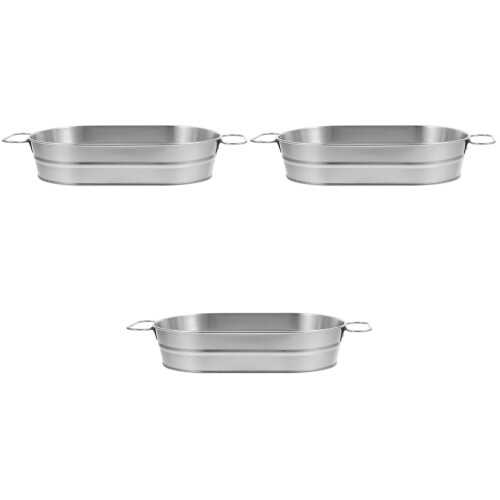 3Pièces Seau À Glace Portable Acier Inoxydable Argent Pour Usage Pro 1