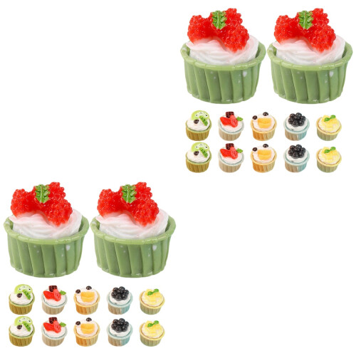24Pièces Petits Gâteaux Artificiels Décors Assortis Résine Durable 1