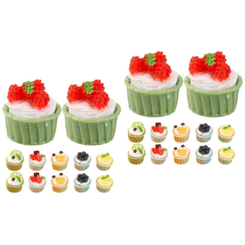 24Pièces Petits Gâteaux Artificiels Décors Assortis Résine Durable 2