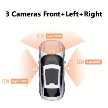 Car Dash Cam Video Recorder 3 Lens 24H Parking Monitor Rear View 3 Channel 1080P HD Dash Cam