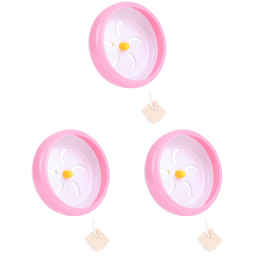 3Pièces Roue D’exercice Rose Pour Hamster Rongeurs 2