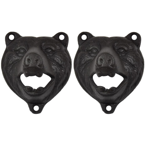 2Pièces Ouvre-Bouteille Mural Noir Style Ours Pour Maison 1