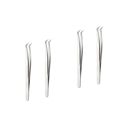 4Pièces Pince Fine Argentée Pour Extensions De Cils 2