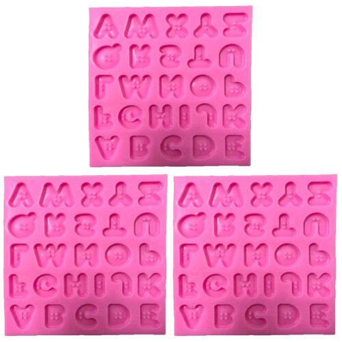 3Pièces Moules Silicone Lettres Bouton Rose Parcook Utilisable Four 1