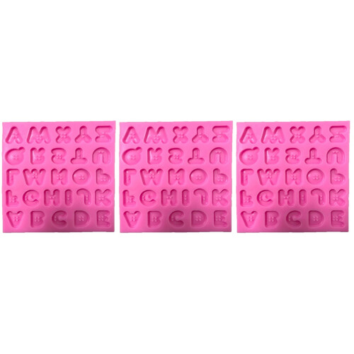 3Pièces Moules Silicone Lettres Bouton Rose Parcook Utilisable Four 2