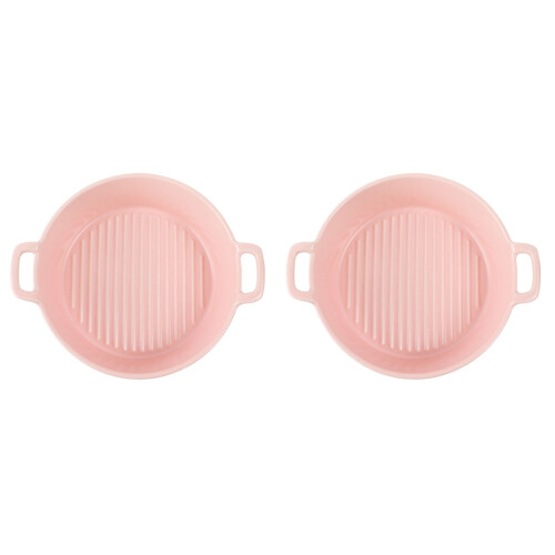 2Pièces Plateaux Céramiques Roses Doubles Anses Pour Aliments 1