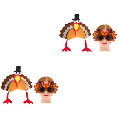 4Pièces Ensemble Lunettes Et Chapeaux Pour Carnaval Et Fêtes 1