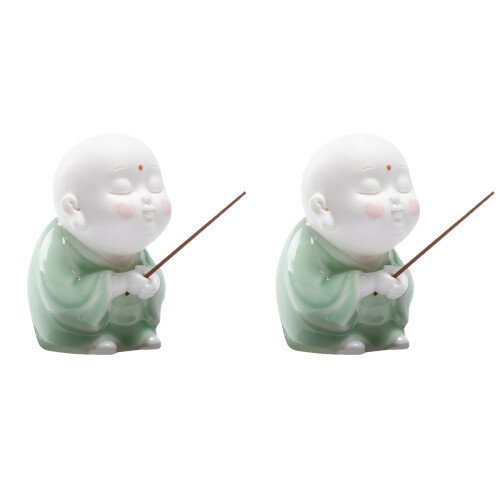 2Pièces Porte-Encens Décoratif Vert Motif Bouddhiste 1