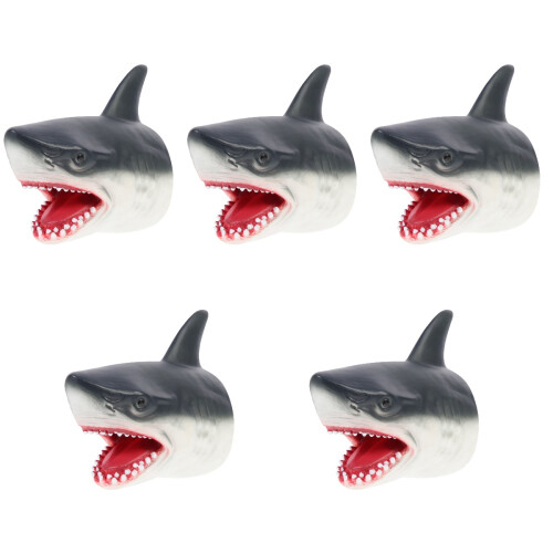 5Pièces Marionnettes Requins Noires Jouet Éducatif Interaction 2