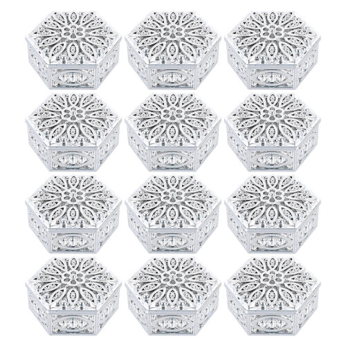 24Pièces Boîtes Cadeaux Argent Fête Multi-Usages Élégants 1