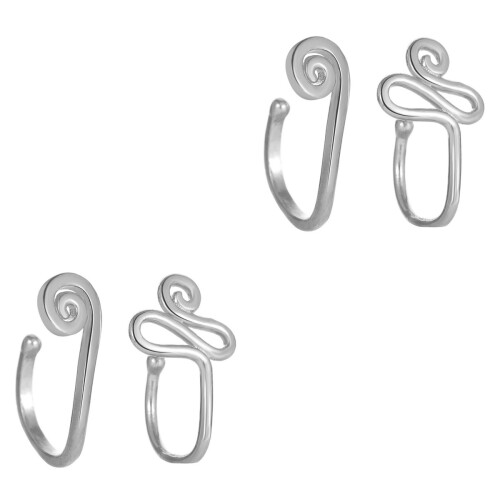 4Pièces Anneaux Fausses Perces Nez Argent U- Serpent Escargot 2