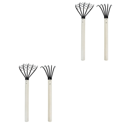 4Pièces Râteau 5 Dents Outils Pour Jardinage 2