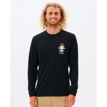 (M, Black) Rip Curl Mens Search Icon Long Sleeve Crew Neck T-Shirt Top Tee