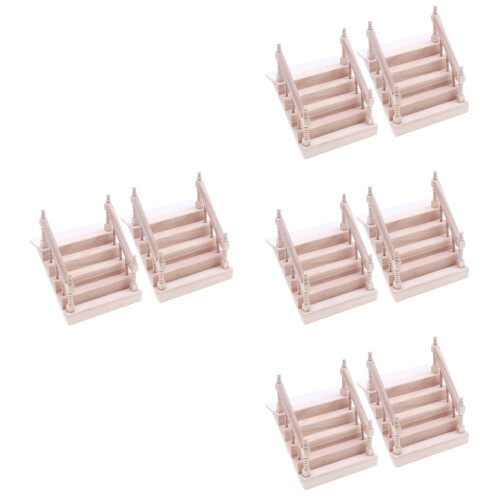 8Pièces Escalier Miniature En Bois Élégant Pour Maison De 2