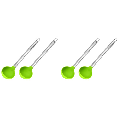 4Pièces Louche Silicone Manche Longue Sécurisée Réutilisable 2