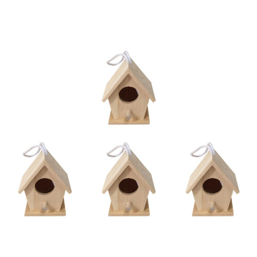 4Pièces Assemblage Bois DIY Maison Miniature Khaki Enfants 2
