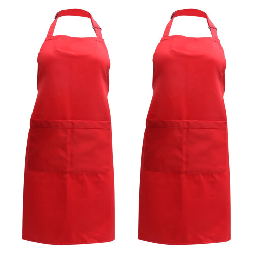 2Pièces Tablier Cuisine Coiffure Rouge Confortable 1