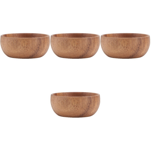 4Pièces Plateau En Bois Assiette Snack Marron 1