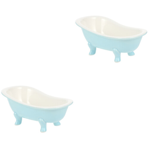 2Pièces Bol Glace Céramique Bleu Unique Usage Restaurant 1