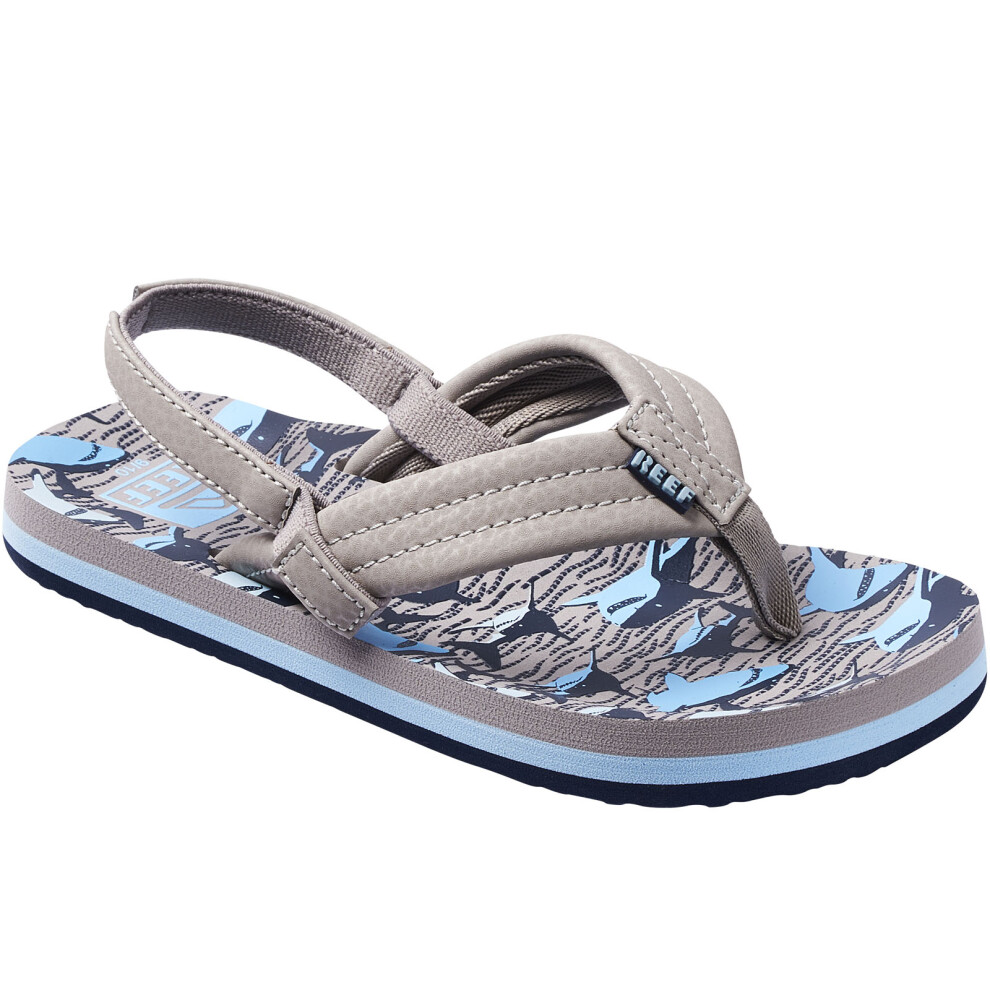 Reef (5K Uk, Tan Sharks) Children Kids Little Ahi Summer Beach Pool Sandals Thongs Flip Flops