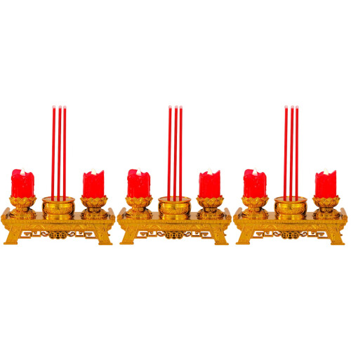 3Pièces Bougeoirs Chinois Rouges Lumière Décor 2