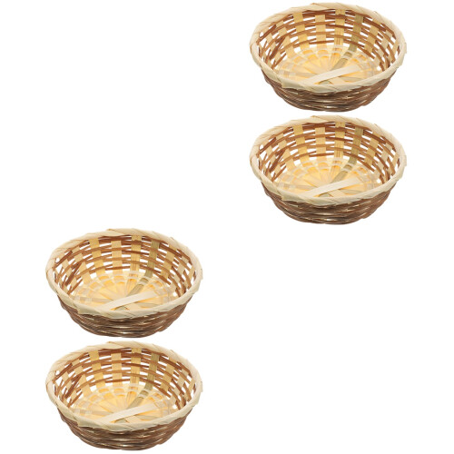 4St Khaki Bamboe Mand Geweven Voor Fruit En Snacks Thuis 1