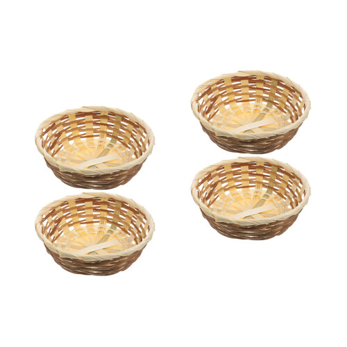 4St Khaki Bamboe Mand Geweven Voor Fruit En Snacks Thuis 2