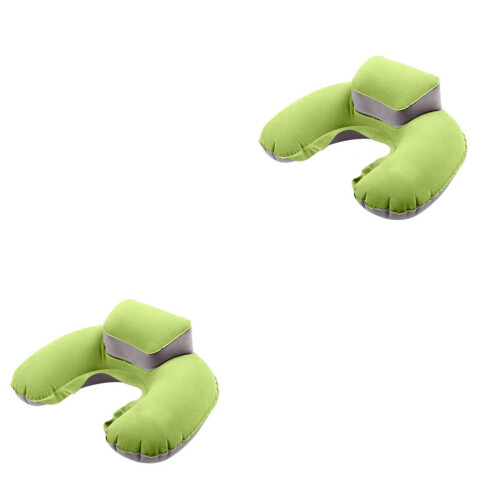 2Pièces Coussin Gonflable Vert U Confortable Pour Camping 2