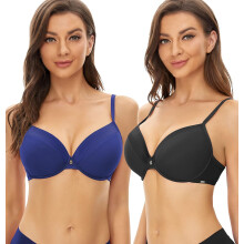 SHEKINI Push-up-BH mit Trägern im Set, 2 Stück, Größe 38 — shekini push up bh, set aus 2 bh, bügel bh, bh mit trägern, größe 38 dessous