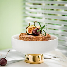 2X Plato de Cerámica Pies Altos Plato de Fruta Tazón Redondo para Ensalada Tazón de Postre Bandeja de Aperitivos Platos Decorativos (L)