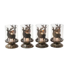 Decorative Christmas Candle Holder Deer Metal Vintage 4 Pieces 7x12 cm — metal candlestick, christmas decoration