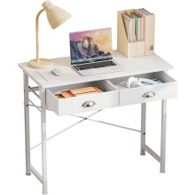 Computertisch mit 2 Schubladen Bürotisch Metall 40x80x76 cm — kleiner schreibtisch, schreibtisch schlafzimmer, laptoptisch, schülerschreibtisch