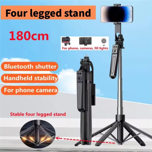 1.8m NEW  Wireless Selfie Stick Tripod Extendable Monopod Remote Shutter for Phone Holder 2