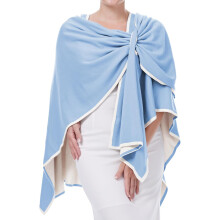 DiaryLook Poncho für Damen Kaschmir Langes Poncho Schal Blau — poncho damen, kaschmir poncho, diarylook poncho, wende poncho, langes poncho