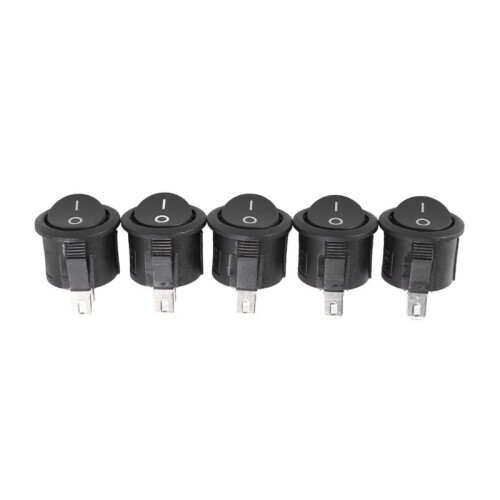 40 Pcs SPST Black Button /Off Round Rocker  AC 6A/125V 3A/250V 1