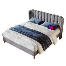 (160x200cm, Grey) Lit simple avec USB-C et cadre à lattes pour chambre ou invités