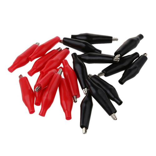 200 Pcs Black Red Soft Plastic Coated Testing Probe Alligator Test Clip 1
