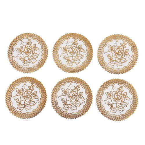 18 Exquisite Gold-Tone Flower Dinning Table COASTERS SET 2