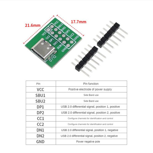 2X TYPE-C USB Transfer Pin Test Board TYPE-C Female Adapter Board Module TYPE-C USB Adapter Converter 2