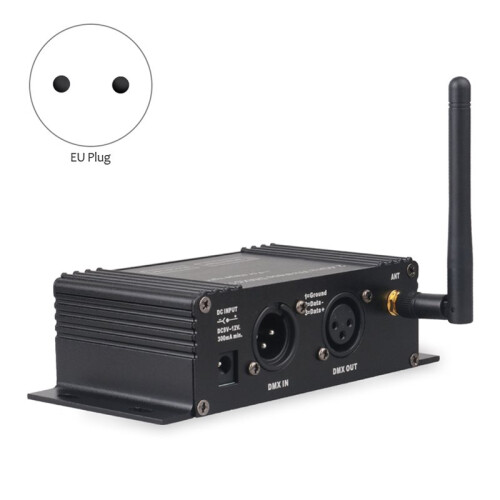 6X DMX 512 Wireless Controller Receiver Transmitter LCD Display Power Adjustable EU Plug 2