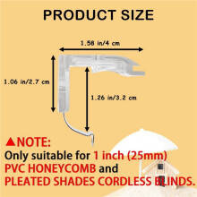 8 PCS Mounting Bracket with Metal Clip, Hidden Mounting Bracket Clips for 1inch (25mm) Pleated Shades Cordless