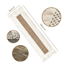 2X Macrame Table Runner 71Inch Long for Home Decor Boho Table Runner Cream & Brown Farmhouse Table Runner with Tassels