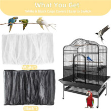 Funda para Jaula de Pájaros, Atrapasemillas, Red de Malla de Nailon Suave Ajustable, Protector de Semillas con Faldón (6 Unidades)