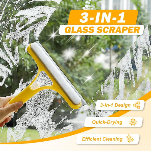 (Blue, -) 2025 3 in 1 Window Cleaning Scraper, Spray Squeegee Blue 1