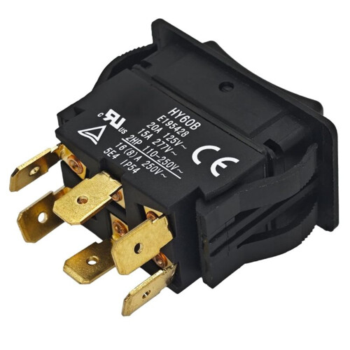 HY60B Rocker  - -Off- 125/250V 20/15A 6 Pins Push Button  - Arc Pushbutton for Industrial,Power Tools 2