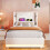 (90x200cm, Beige) Lit simple avec LED, USB-C et rangement sans matelas 5